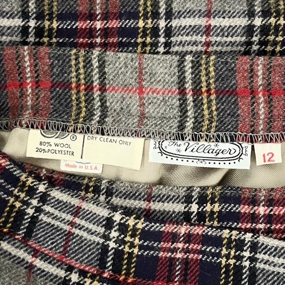 Vintage The Villager Plaid Pleated Wool Skirt Size 2 (12) Preppy Academia USA - Picture 5 of 7